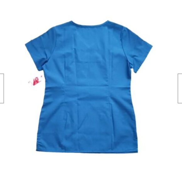Red Panda womens scrub top V Neck Short sleeve Size XS RYL Blue 1726 - Picture 2 of 6